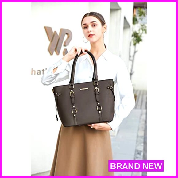 PU Leather Tote Bag Set Elegant Classic Shoulder Satchel Handbag Wallet - Picture 4 of 8